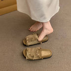 Damen Bequeme Slipper mit fransigem Design und weichem Fußbett EB