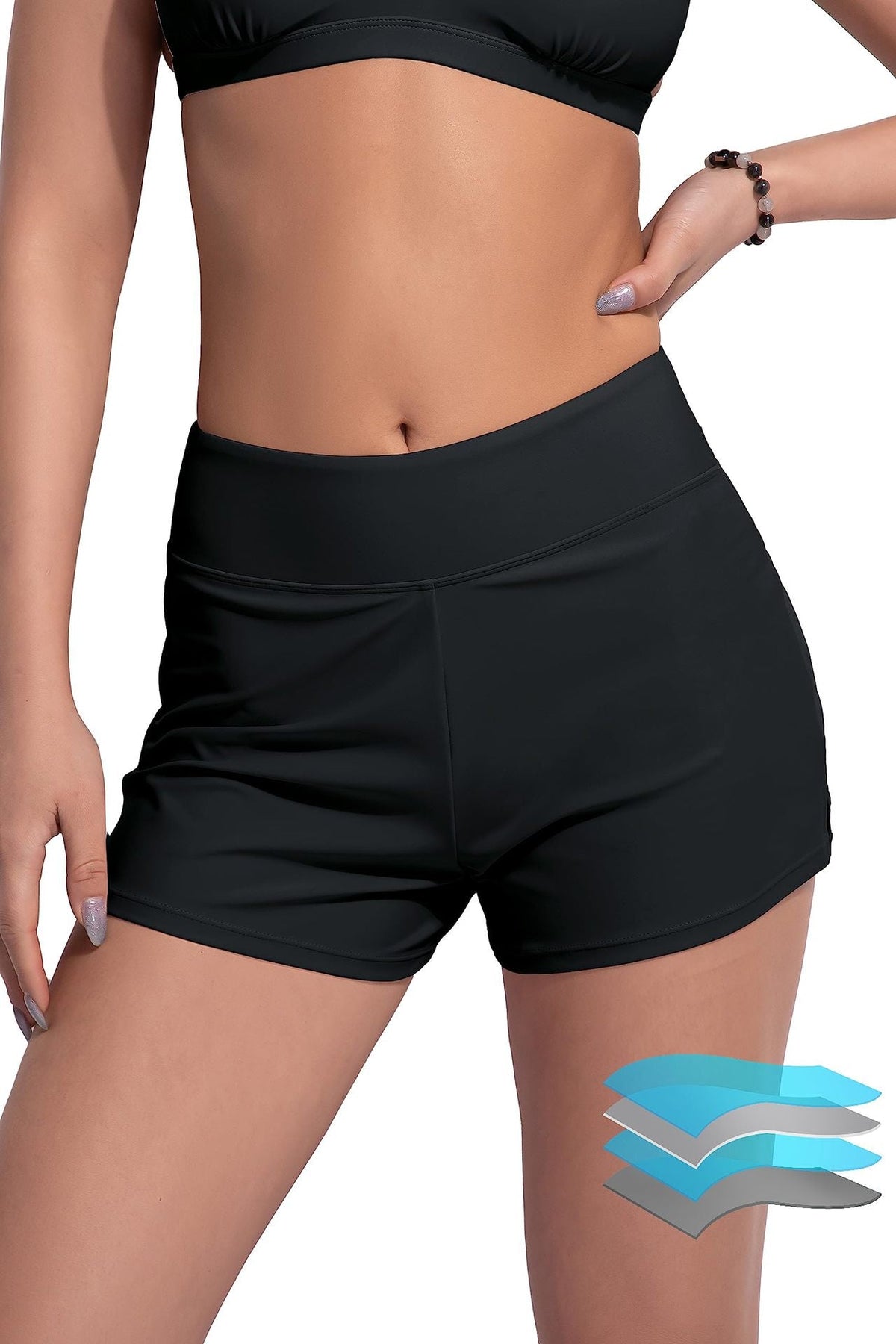 Damen-Sport-Badeshorts mit elastischem Bund