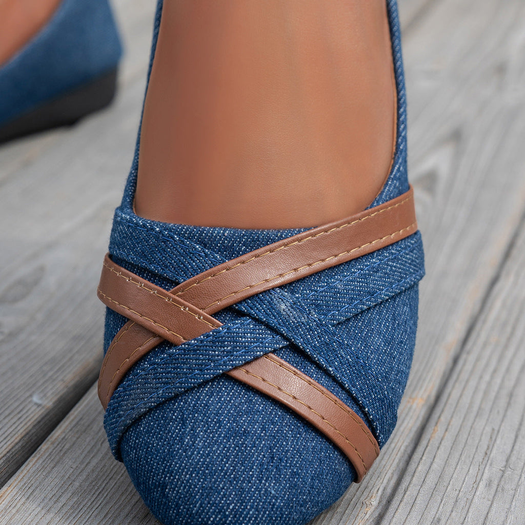 Damen elegante Ballerinas mit gekreuzten Riemen EB