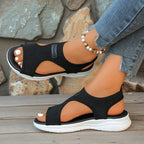 Damen Bequeme Freizeit-Sandalen mit elastischen Riemen und gepolsterter Sohle EB