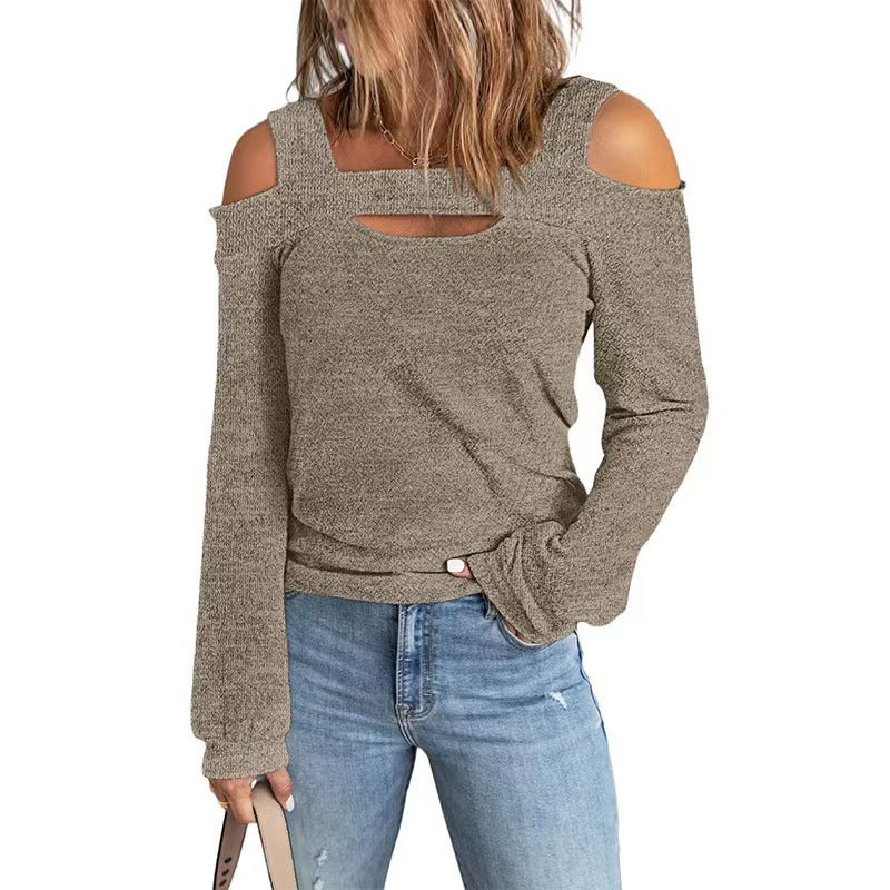 Damen lässiges Langarmshirt mit Cut-Out-Design EB