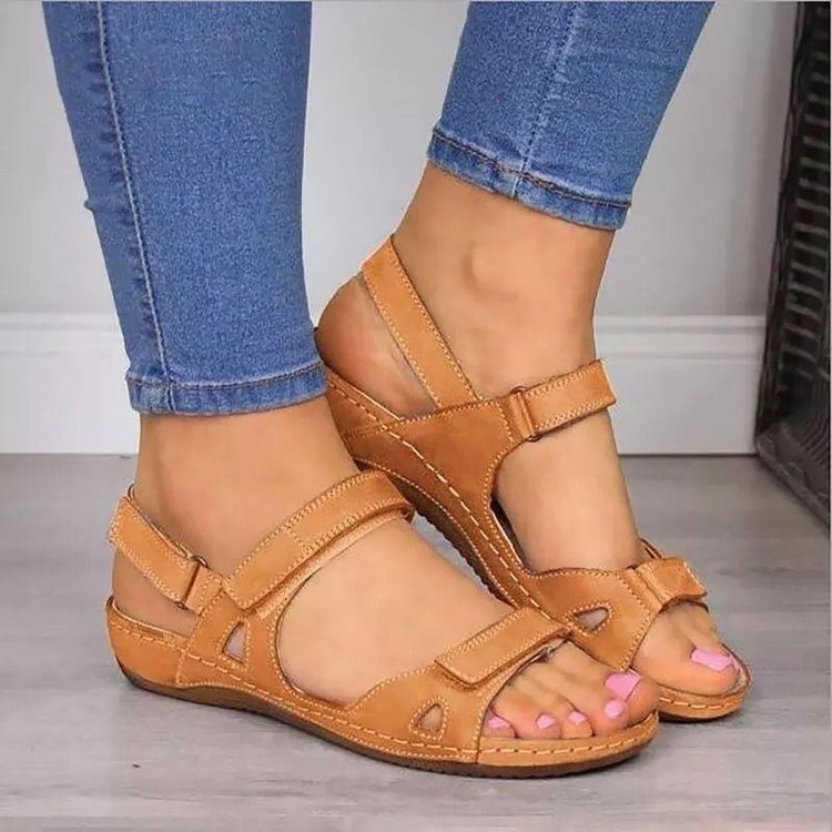 Damen bequeme Sandalen mit verstellbaren Riemen und anatomischem Fußbett EB