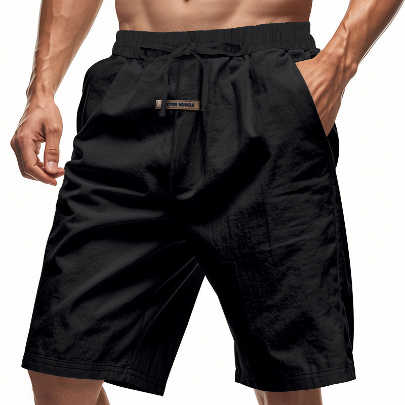 Herren lässige Strandshorts mit elastischem Bund und verstellbarem Kordelzug EB