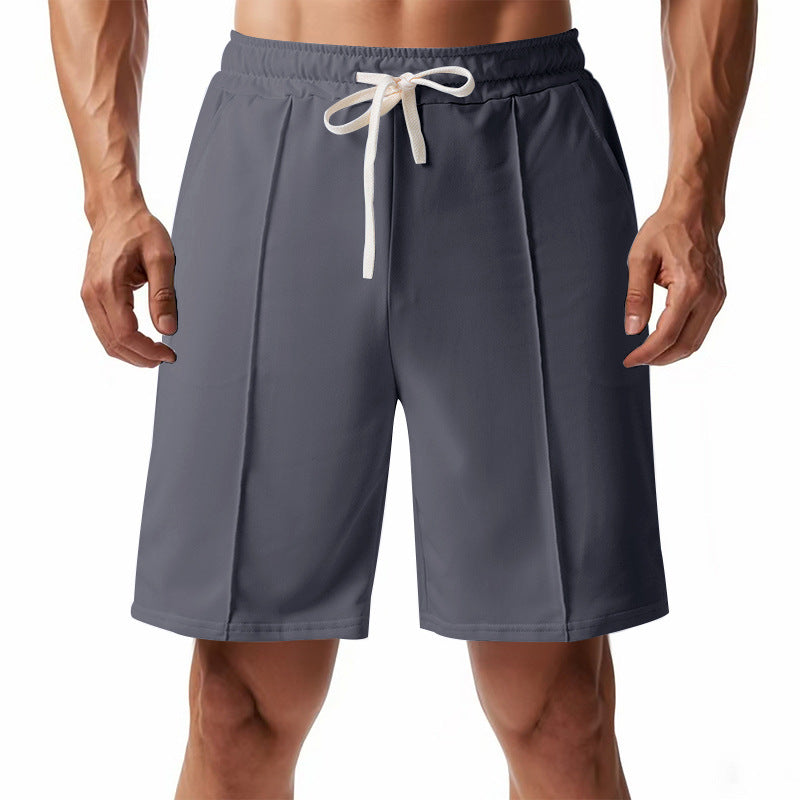 Kniekurze, entspannte Bermuda-Shorts für Herren mit Bügelfalte, elastischem Bund und Seitentaschen