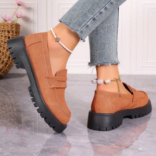 Damen Mokassins mit rutschfester Sohle und elegantem Riemendesign EB