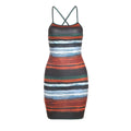 Damen Bodycon Kleid mit verführerischem Streifenmuster und feinen Spaghettiträgern EB