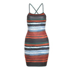 Damen Bodycon Kleid mit verführerischem Streifenmuster und feinen Spaghettiträgern EB
