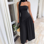 Damen Elegantes Maxikleid mit asymmetrischem Saum und schickem Trägerdesign EB
