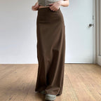 Damen Eleganter Midi-Rock mit seitlichem Schlitz und elastischem Bund EB