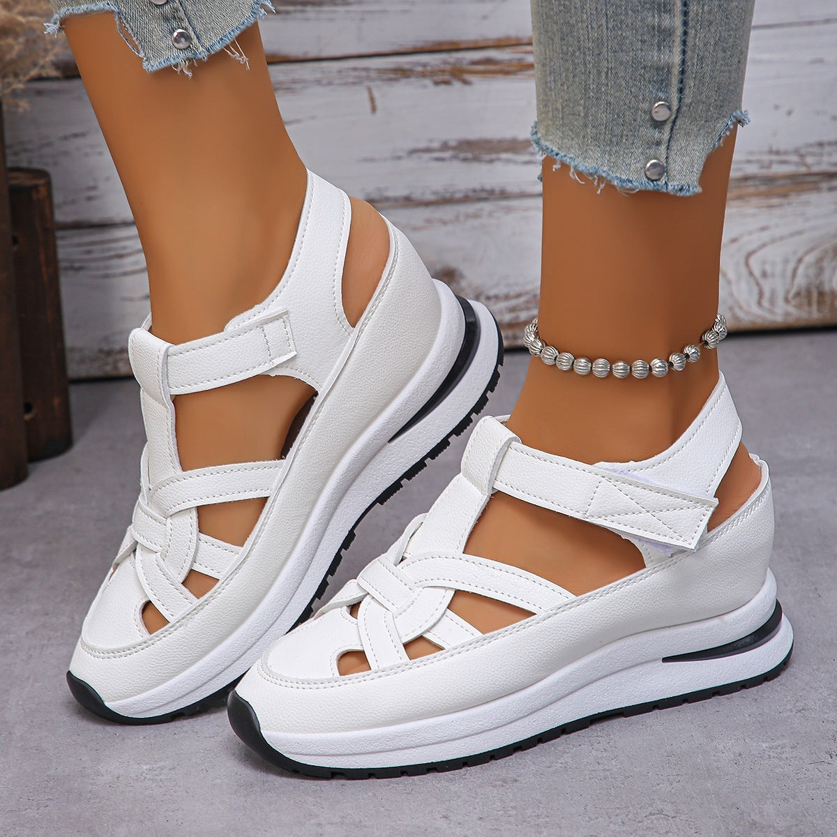Damen Atmungsaktive Keilsandalen mit verstellbaren Riemen EB