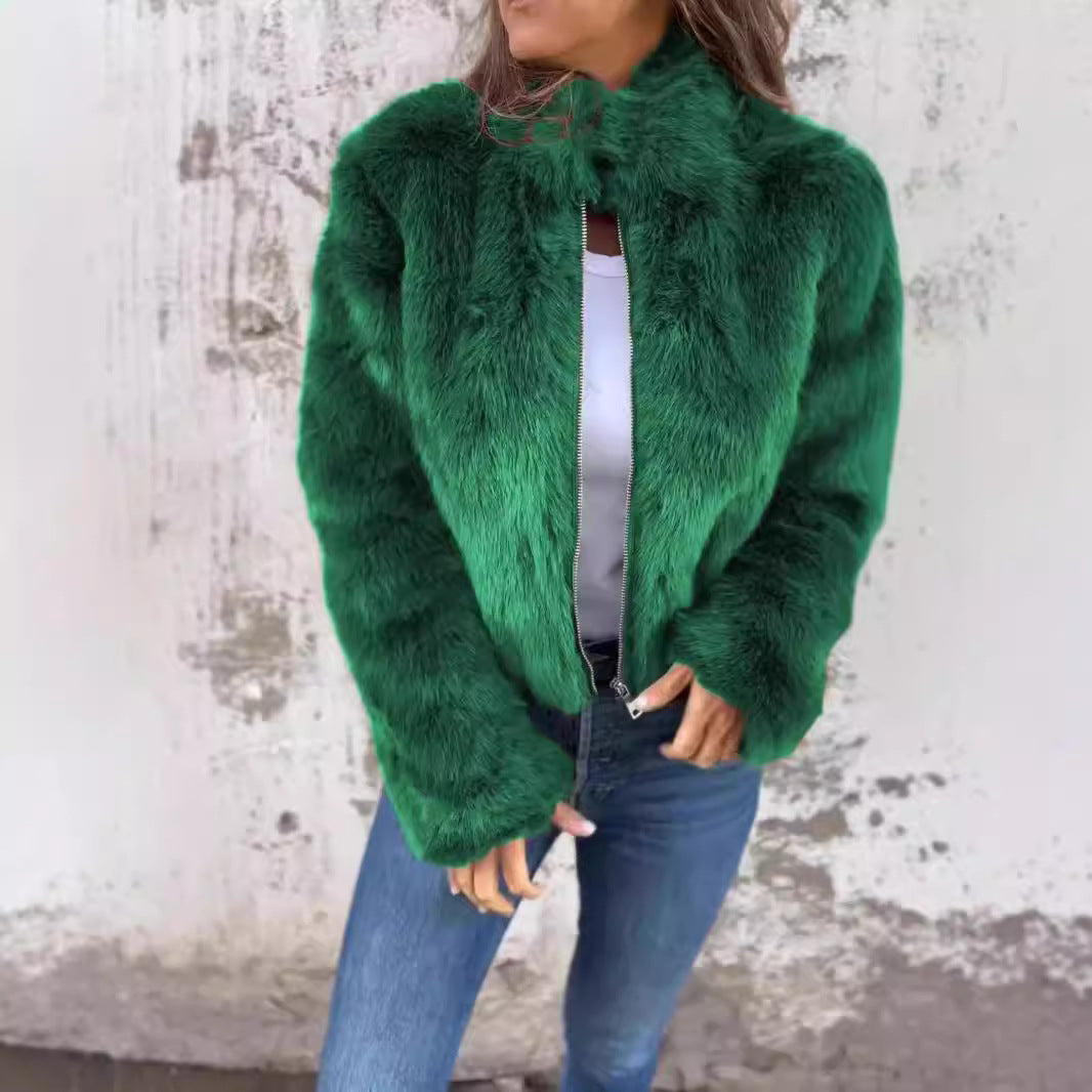 Damen Kunstpelz-Bomberjacke EB