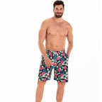 Herren Badeshorts mit floralem Muster und elastischem Bund EB