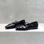 Damen elegante Ballerinas mit modischen Riemchen und exquisite Schnallenverzierung EB