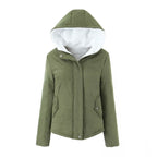 Damen gesteppte Winterjacke mit Kapuze und warmem Innenfutter EB