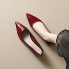 Damen elegante Ballerinas mit spitzem Zehenbereich und komfortablem Blockabsatz EB