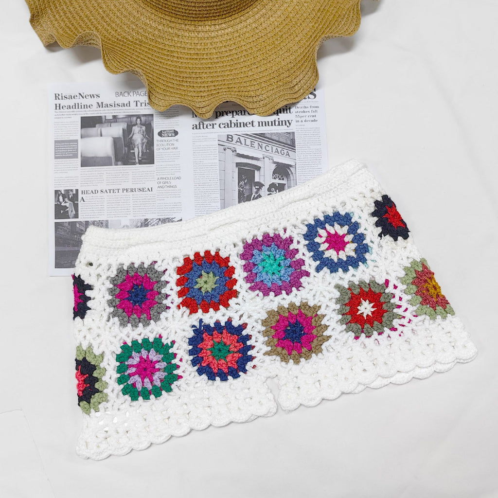 Häkelshorts mit Granny-Square-Muster für Damen