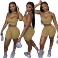 Damen Sportliches Set mit figurbetonendem Crop-Top und Shorts EB