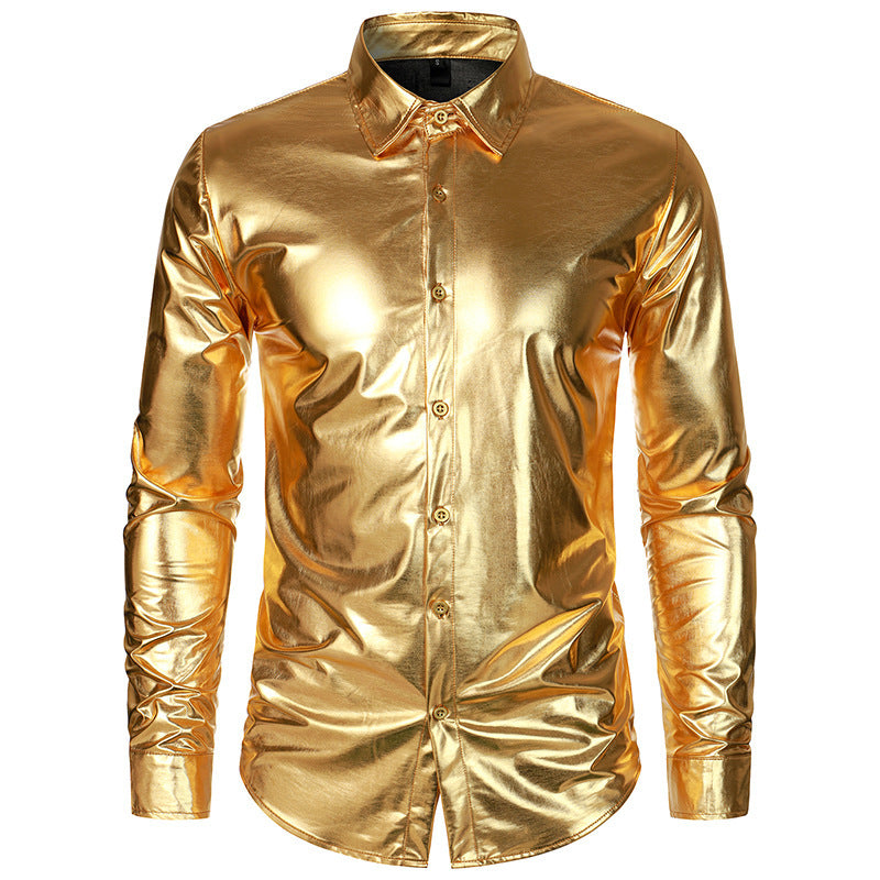 Herren Glamouröses Metallic-Oberhemd EB
