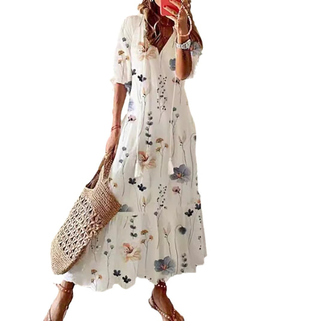 Damen Blütenverziertes Maxikleid Heidi-Mode