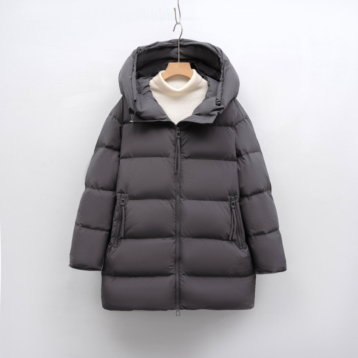 Damen modische Winterjacke im Oversized-Stil mit Kapuze EB