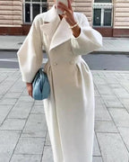 Damen eleganter Trenchcoat mit hohem Schlitz und Puffärmeln EB