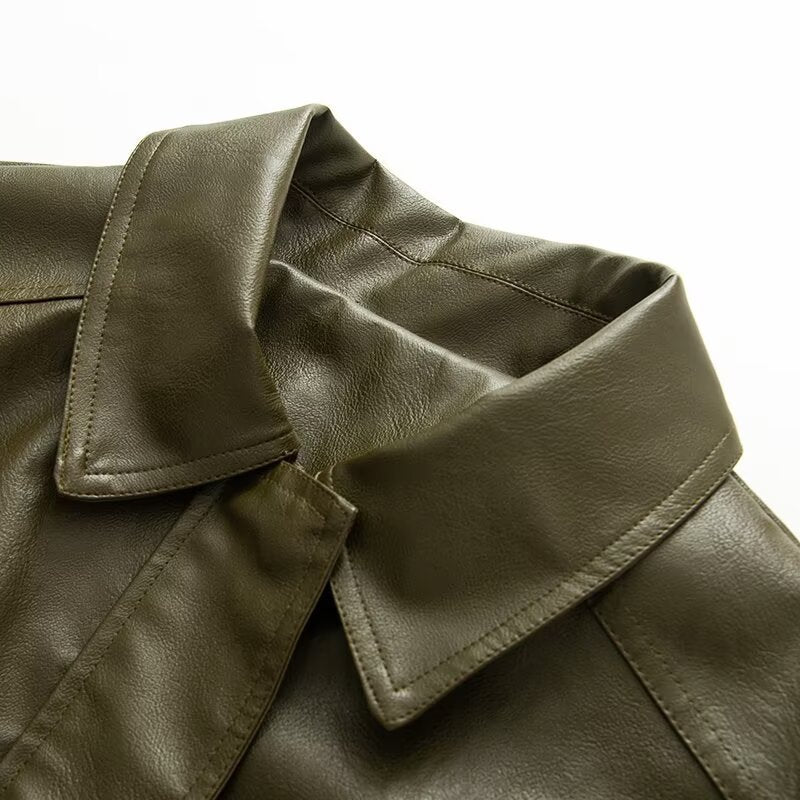 Damen Kunstlederjacke mit elastischem Bund und lässigem Schnitt EB