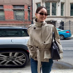 Damen modischer Oversize-Trenchcoat mit schmalem Gürtel EB