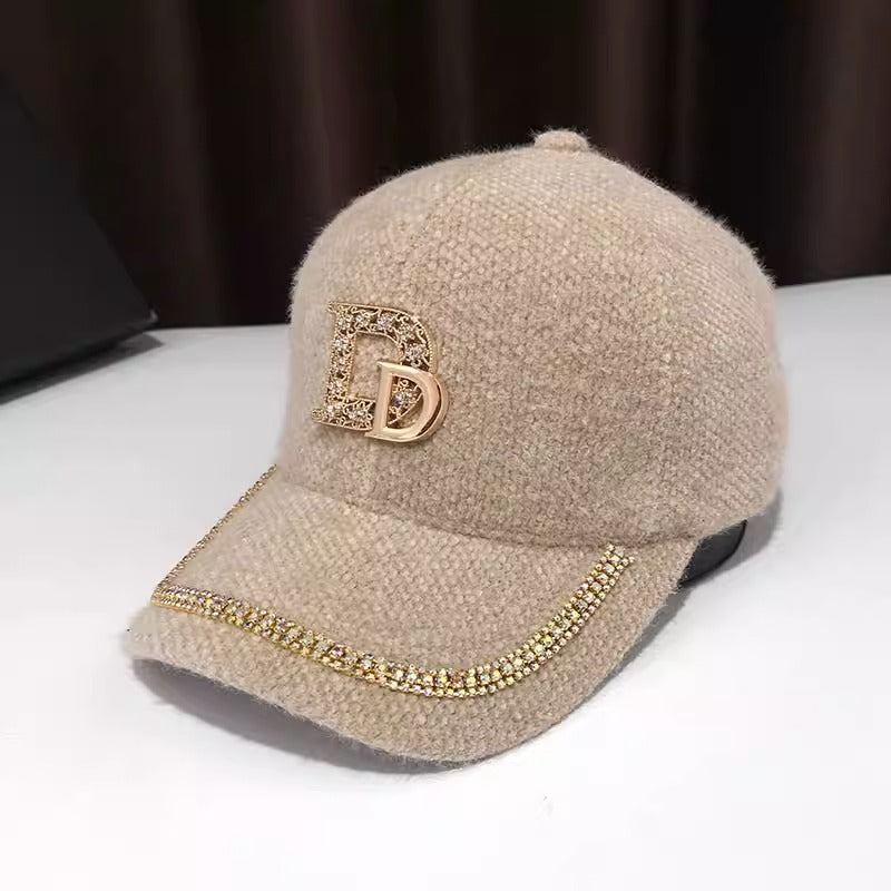 Luxuriöse Baseball-Cap aus Wolle mit Verzierungen