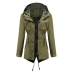 Damen nan wasserabweisender Parka mit taillenkordel und asymmetrischem Saum EB