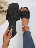 Damen Bequeme Slip-On Sandalen mit modischem Rüschen-Design EB