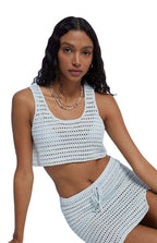 Damen gehäkeltes Strand-Set mit Crop-Top und Minirock EB
