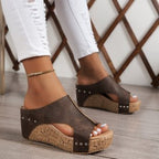 Damen Bequeme Naturkork-Sandalen mit weichem Obermaterial EB