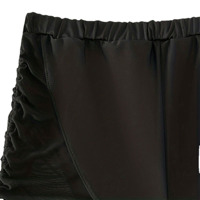 Damen-Badeshorts mit elastischem Bund und seitlichen Rüschendetails