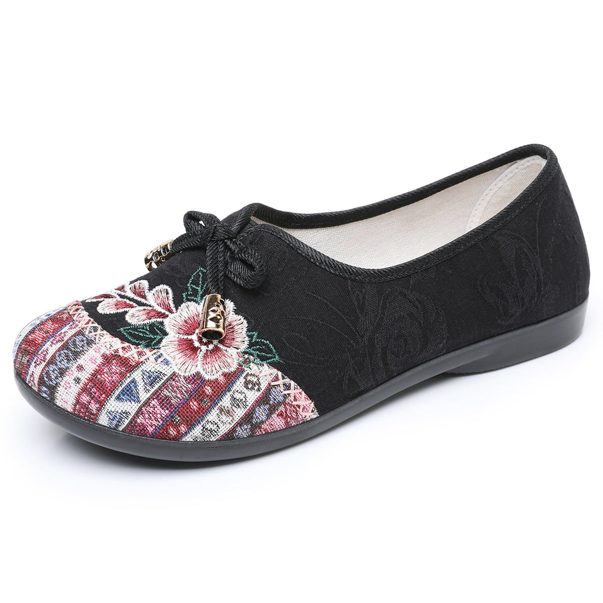 Damen Bequeme Ballerinas mit floralem Design und elastischem Einstieg EB