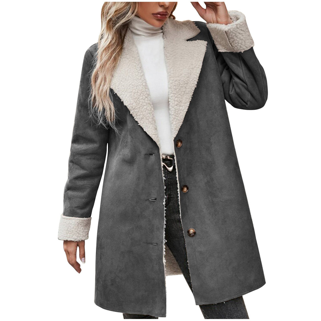 Damen kuscheliger Oversized-Mantel mit schickem Kragen EB