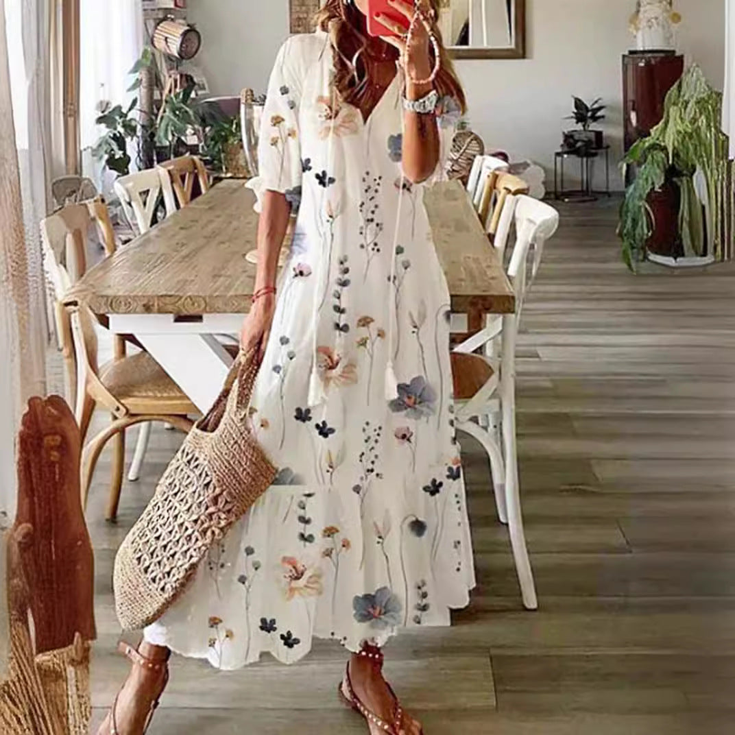 Damen Blütenverziertes Maxikleid Heidi-Mode