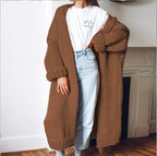 Damen Großer Strickmantel mit tiefen Taschen und voluminösen Ärmeln EB