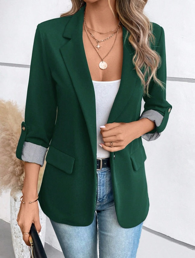 Damen Elegante Blazerjacke mit modischen Streifenärmeln EB