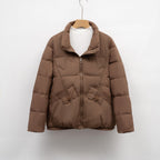 Damen gesteppte Winterjacke mit praktischen Taschen und hohem Kragen EB