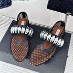 Damen Ballerinas mit glitzerndem Riemen und luftiger Netzoberfläche EB