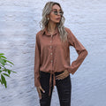 Damen Elegante Bluse mit Krawattenverschluss und Brusttaschen EB