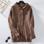 Damen lässiger Strickmantel mit Kapuze EB
