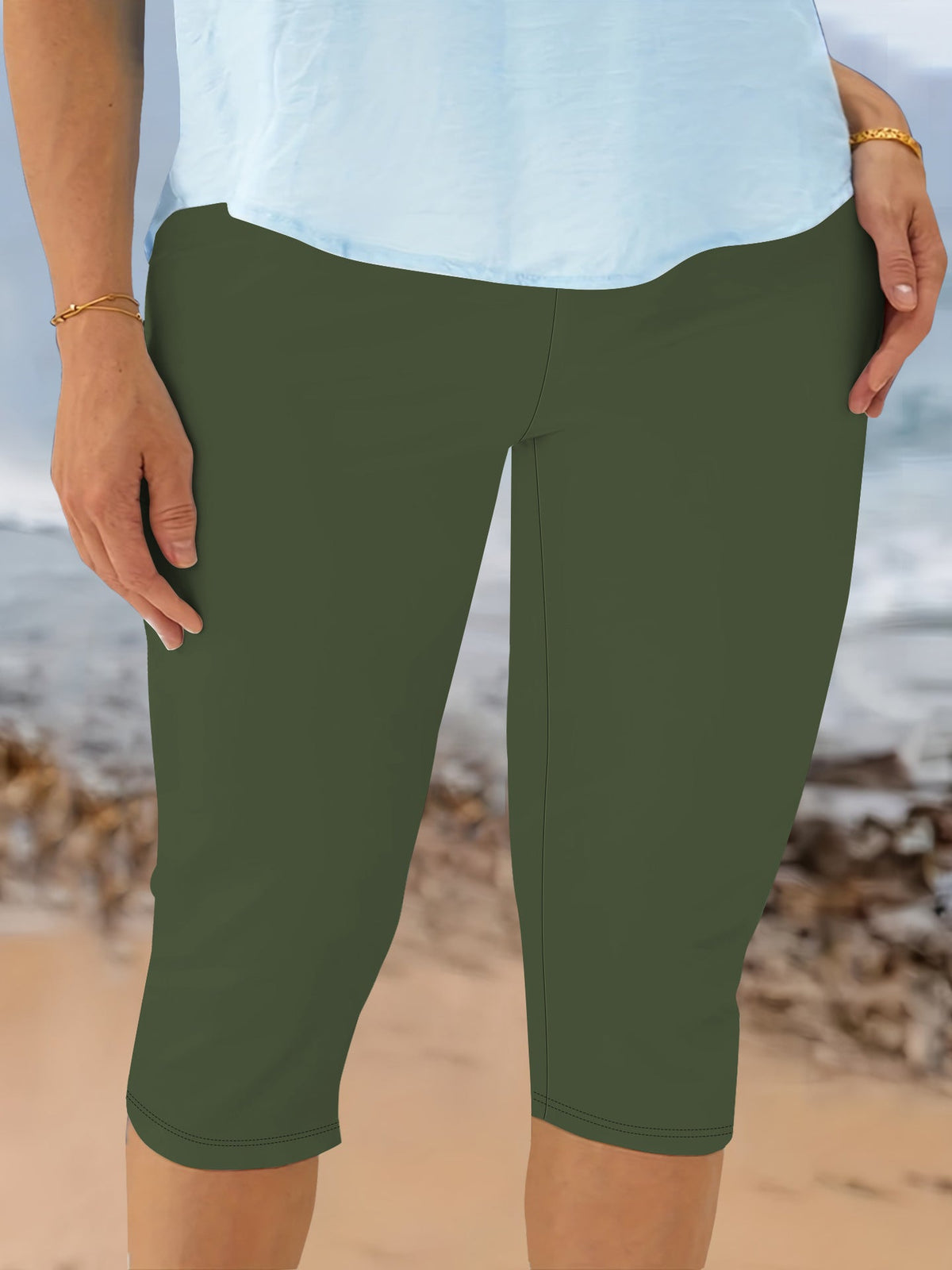 Damen-Capri-Biker-Shorts mit hohem Bund und Kompression