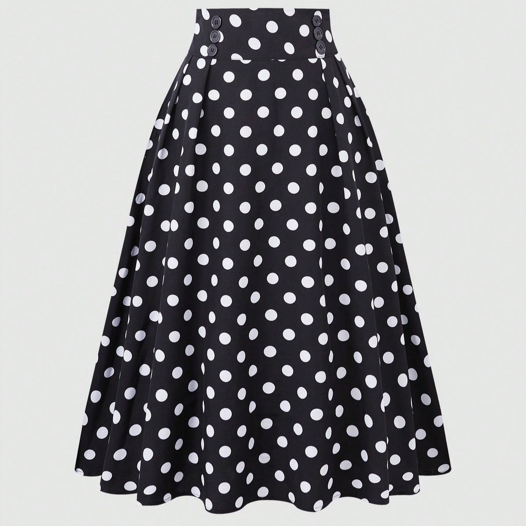 Damen Eleganter Midirock mit Polka Dots EB
