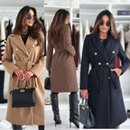 Damen eleganter Trenchcoat mit tailliertem Schnitt und seitlichen Taschen EB