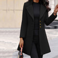 Damen eleganter einreihiger Mantel mit Schalkragen und Knopfdetails EB