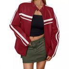 Damen Kunstlederjacke mit sportlichen Streifen EB