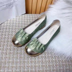 Damen Ballerinas mit modischem Falten-Design und glänzender Zehenkappe EB