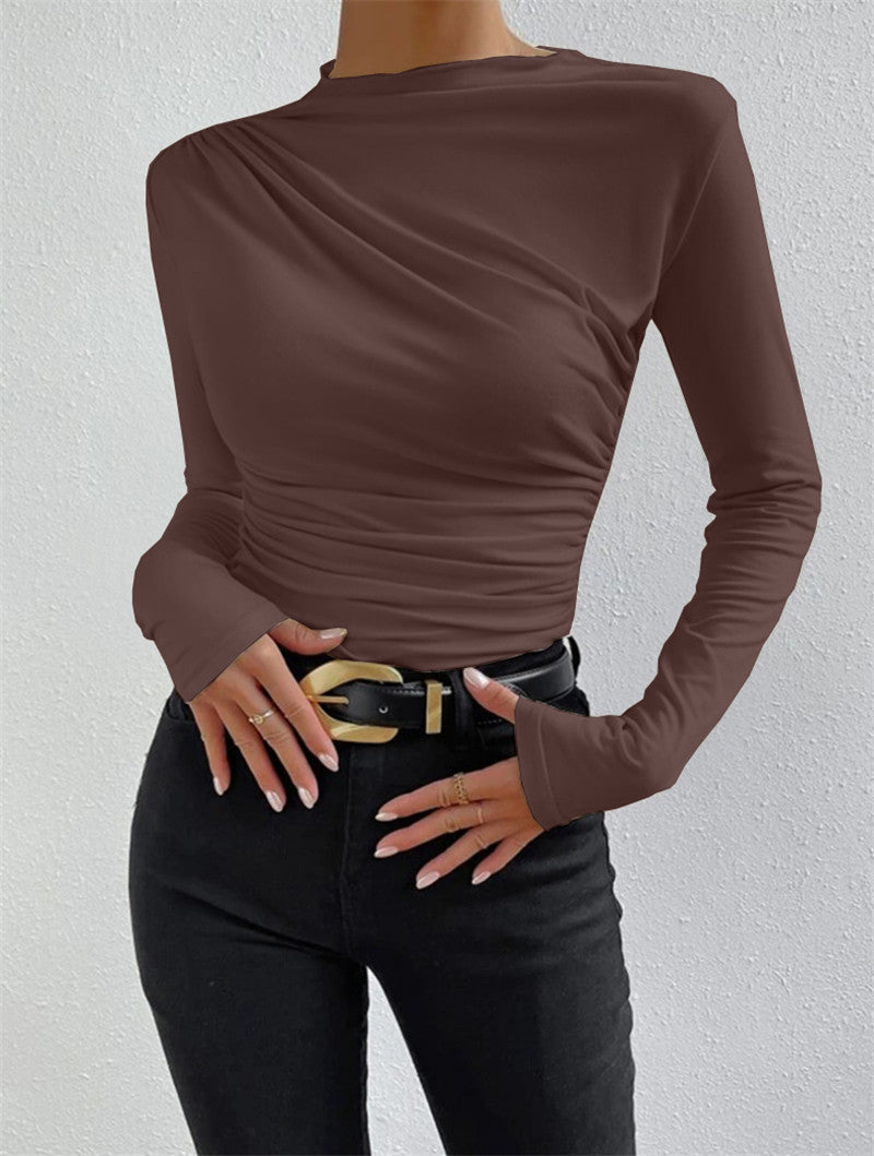 Damen Elegantes Longsleeve Shirt mit Raffungen EB