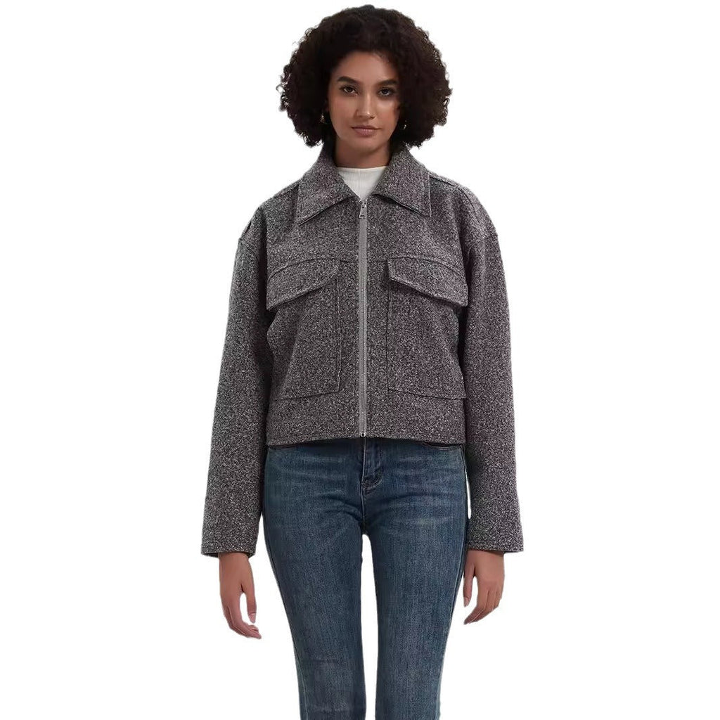 Damen cropped Utility-Jacke mit doppelten Brusttaschen EB
